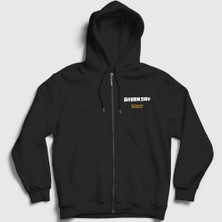 Presmono Unisex Siyah Breakdown Green Day Fermuarlı Kapüşonlu Sweatshirt