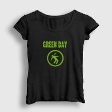 Presmono Kadın Siyah Warning Green Day T-Shirt