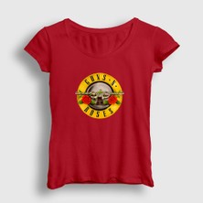 Presmono Kadın Kırmızı Logo Guns N' Roses T-Shirt