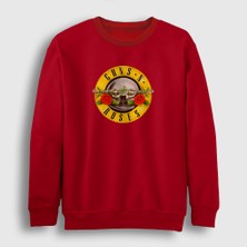 Presmono Unisex Kırmızı Logo Guns N' Roses Sweatshirt