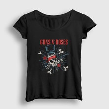 Presmono Kadın Siyah Revolvers Guns N' Roses T-Shirt