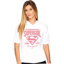 ROCKANDROLL Süperabla Beyaz Kapşonlu Kısa Kollu Kadın T-Shirt