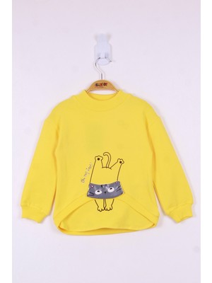 Toontoy Kız Çocuk Kedi Baskılı Sweat