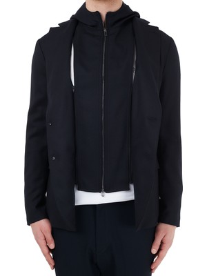 Emporio Armani Kapüşonlu % 100 Yün Ceket Erkek Ceket 6H1GQ7 1nrsz 0920 Lacivert 54