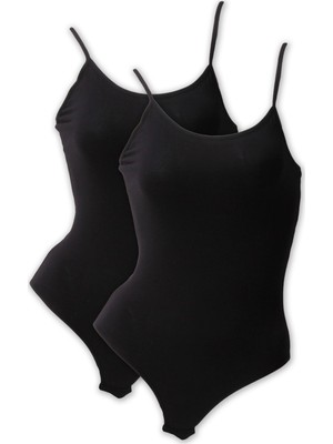 Cnt Kadın 2'li Ip Askılı Likralı Kancalı Body Atlet