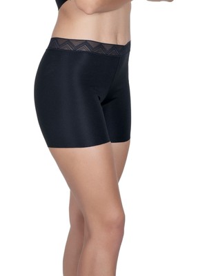 Cottonhill Siyah Desenli Lastikli Yüksek Bel Lazer Kesim Kadın Boxer Külot