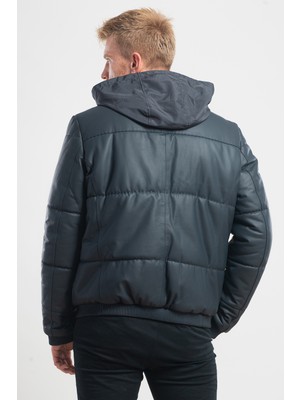 Ata Leather Erkek  Deri Lacivert Tafta Ceket