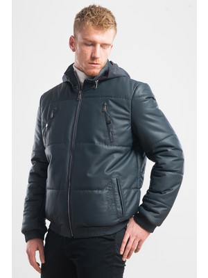 Ata Leather Erkek  Deri Lacivert Tafta Ceket