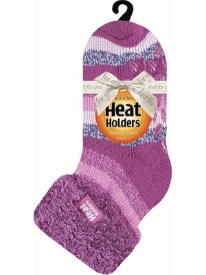 Heat Holders Termal Lounge Ev Çorabı Hediyelik Kalın 2.3 Tog Kaydırmaz Tabanlı - Pembe Çizgili