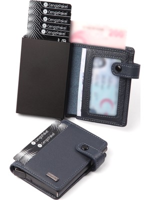 Cengiz Pakel Deri Mekanizmalı Lacivert Kartlık