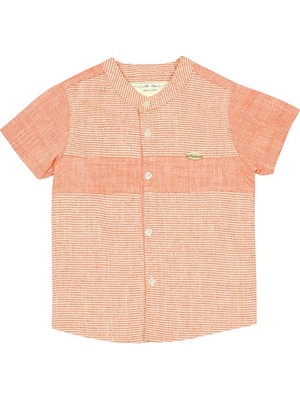 Nanica  N120132-AOR Hakim Yaka Çizgili Kısa Kol -A. Oranj