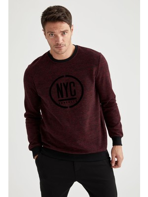 DeFacto Regular Fit Bisiklet Yaka NYC Baskılı Sweatshirt S9064AZ20WN