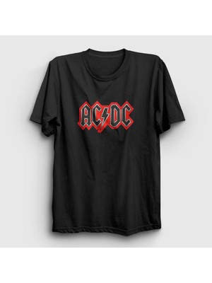 Presmono Unisex Siyah Red Black AC/DC T-Shirt