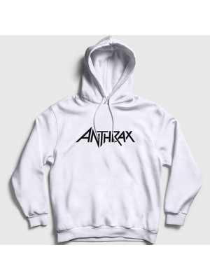 Presmono Unisex Beyaz Anthrax Kapüşonlu Sweatshirt