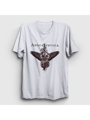 Presmono Unisex Beyaz Cello Wings Apocalyptica T-Shirt
