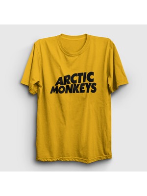 Presmono Unisex Sarı Logo Arctic Monkeys T-Shirt