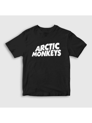 Presmono Unisex Çocuk Siyah Logo Arctic Monkeys T-Shirt