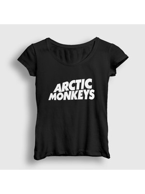 Presmono Kadın Siyah Logo Arctic Monkeys T-Shirt