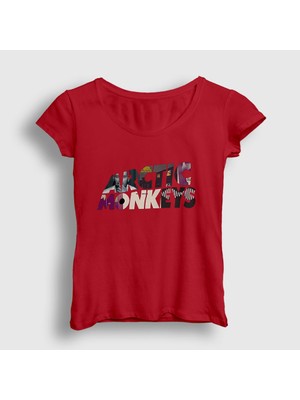 Presmono Kadın Kırmızı Mask Arctic Monkeys T-Shirt