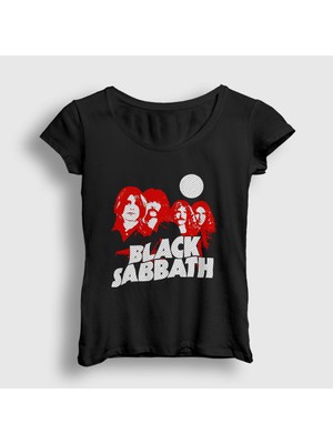 Presmono Kadın Siyah Band Black Sabbath T-Shirt