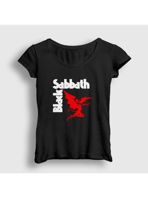 Presmono Kadın Siyah Henry Black Sabbath T-Shirt