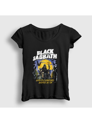 Presmono Kadın Siyah Sin Black Sabbath T-Shirt