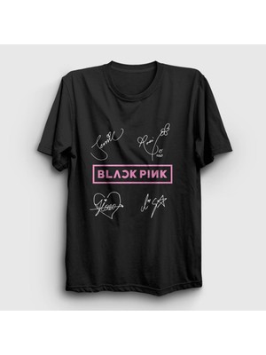 Presmono Unisex Siyah Signs Blackpink T-Shirt