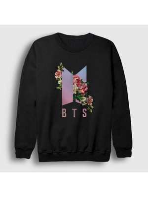 Presmono Unisex Siyah Roses Bts Sweatshirt