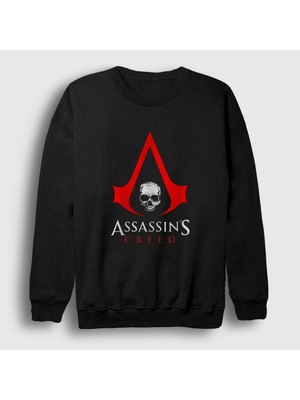 Presmono Unisex Siyah Logo Assassin's Creed Sweatshirt