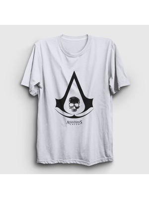 Presmono Unisex Beyaz Skull Assassin's Creed T-Shirt