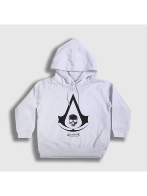 Presmono Unisex Çocuk Beyaz Skull Assassin's Creed Kapüşonlu Sweatshirt