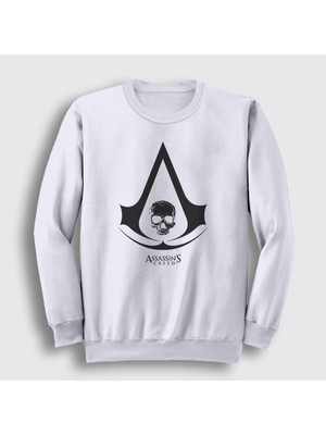 Presmono Unisex Beyaz Skull Assassin's Creed Sweatshirt