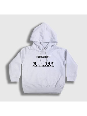 Presmono Unisex Çocuk Beyaz Arrows Minecraft Kapüşonlu Sweatshirt