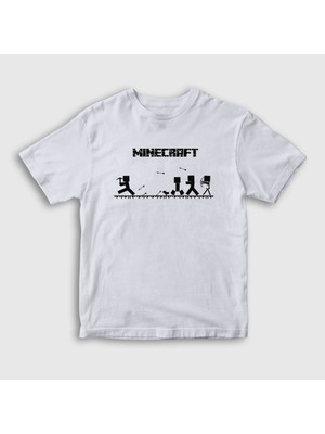 Presmono Unisex Çocuk Beyaz Arrows Minecraft T-Shirt