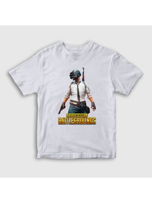 Presmono Unisex Çocuk Beyaz Cover Pubg T-Shirt