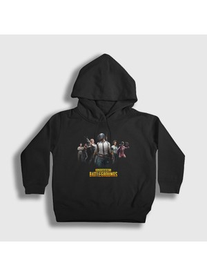 Presmono Unisex Çocuk Siyah Team Pubg Kapüşonlu Sweatshirt