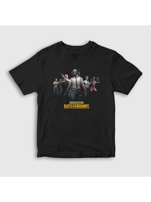 Presmono Unisex Çocuk Siyah Team Pubg T-Shirt