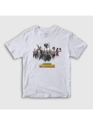 Presmono Unisex Çocuk Beyaz Team Pubg T-Shirt