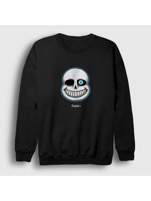 Presmono Unisex Siyah Face Sans Undertale Sweatshirt