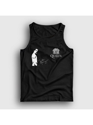 Presmono Unisex Siyah İmza Queen Freddie Mercury Atlet