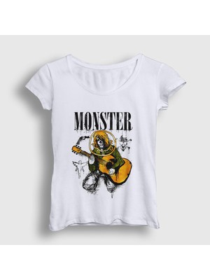 Presmono Kadın Beyaz Monster Nirvana Kurt Cobain T-Shirt