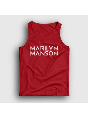 Presmono Unisex Kırmızı Logo Marilyn Manson Atlet