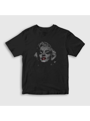 Presmono Unisex Çocuk Siyah Face Marilyn Monroe T-Shirt