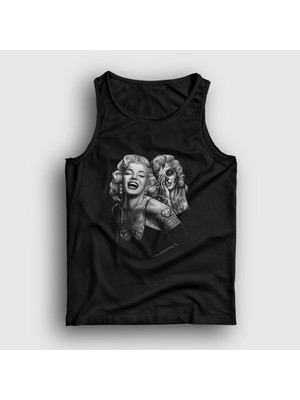 Presmono Unisex Siyah Tattoo Marilyn Monroe Atlet