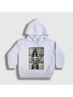 Presmono Unisex Çocuk Beyaz Amps Guns N' Roses Slash Kapüşonlu Sweatshirt