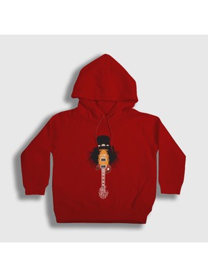 Presmono Unisex Çocuk Kırmızı Guitar Guns N' Roses Slash Kapüşonlu Sweatshirt