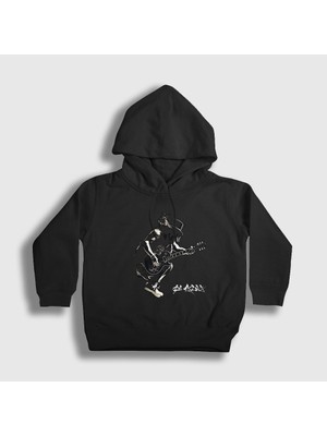 Presmono Unisex Çocuk Siyah Jump Guns N' Roses Slash Kapüşonlu Sweatshirt