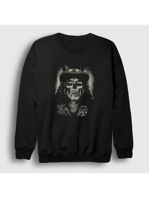 Presmono Unisex Siyah Skull Guns N' Roses Slash Sweatshirt