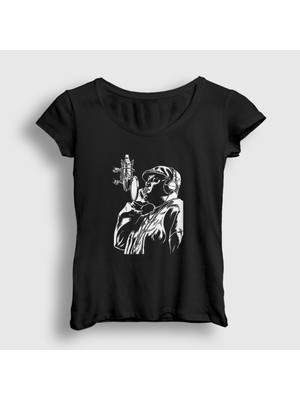Presmono Kadın Siyah Mic The Notorious BIG T-Shirt