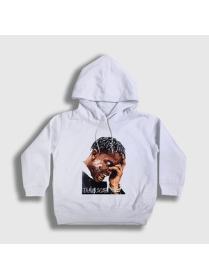Presmono Unisex Çocuk Beyaz Smoke Astroworld Travis Scott Kapüşonlu Sweatshirt